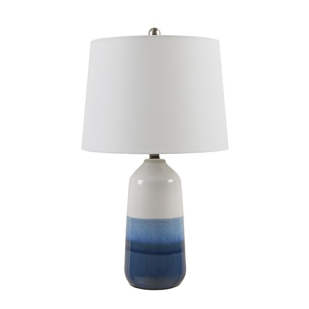 Ceramic Ombre Blue Table Lamp with White Shade - Picture 2 of 9
